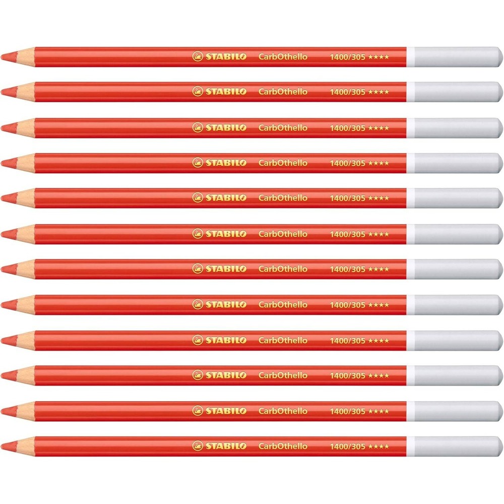 Stabilo CarbOthello Pastel Pencils 12pk Vermilion Red 1400/305 Chalk Art Pencils